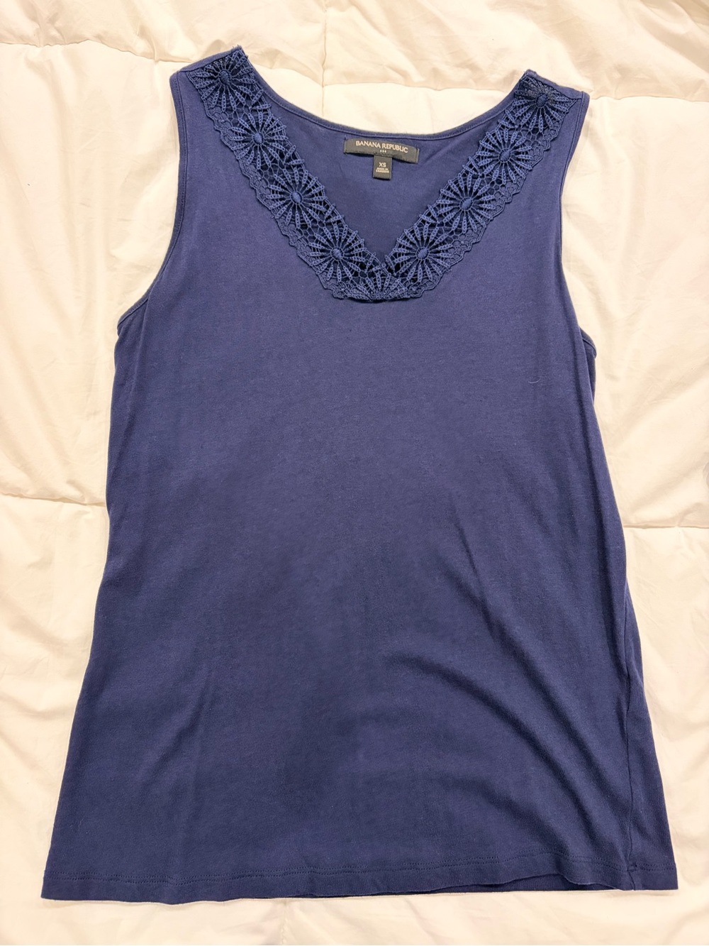 Banana Republic Women's Navy Crochet Trim Sleeveless Top